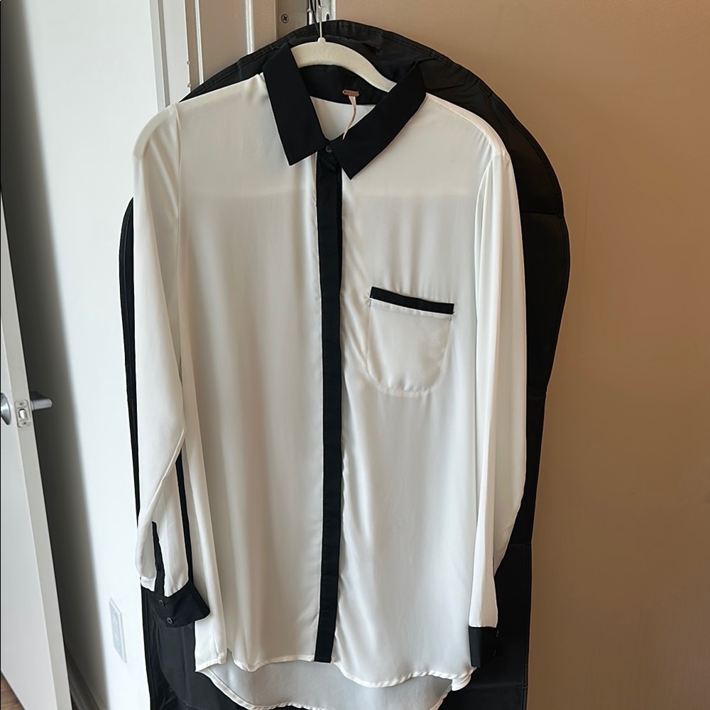 NWT Free People Black and White Button-Up Tunic